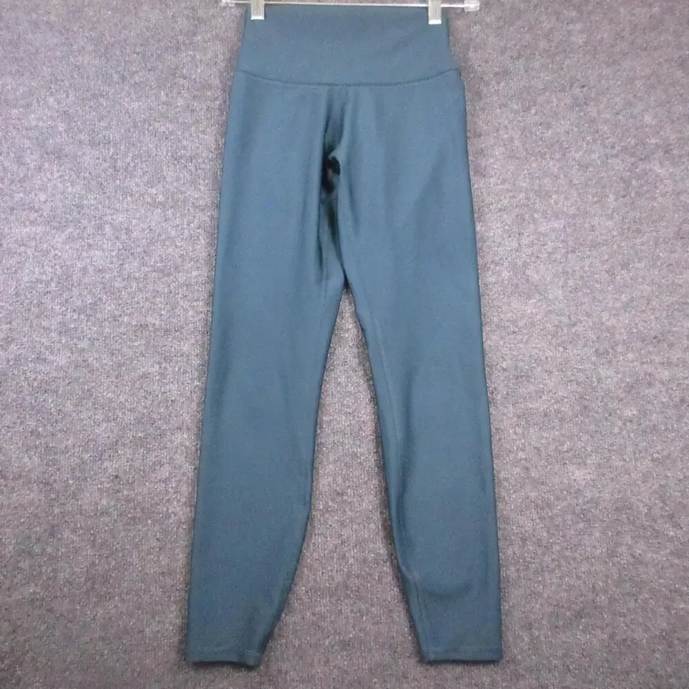 Alo Yoga Leggings Womens XS Green High Rise Ankle Yoga Pants Athletic Stretch